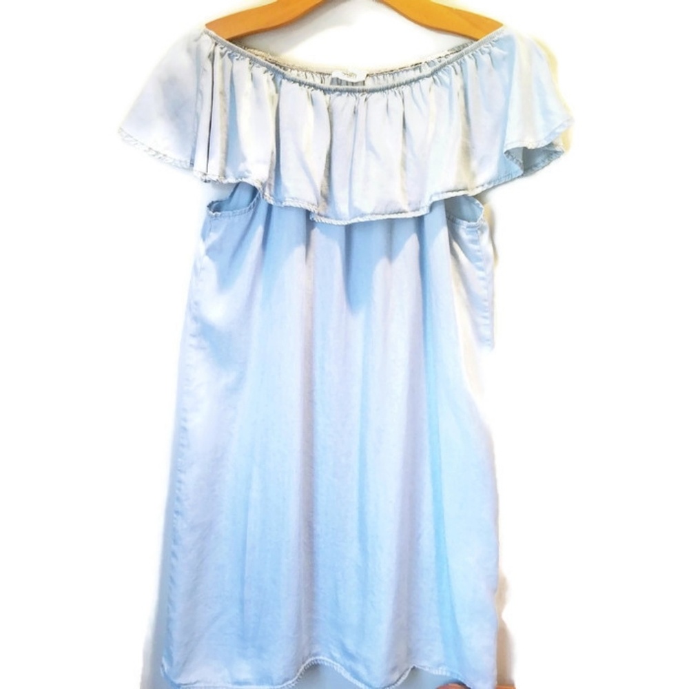 Glam denim off shoulder dress size small